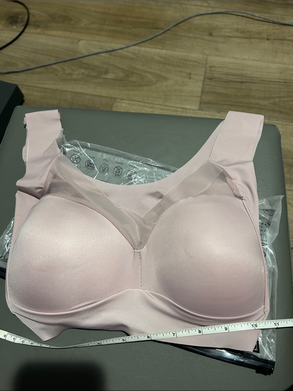 Soft Molded Wireless Bra in Light Pink with Mesh Accent